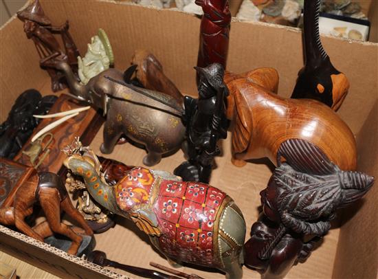 A group of elephant Carvings etc.